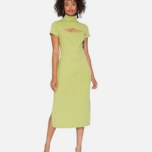 Callahan Chartreuse Midi Dress with Cutout